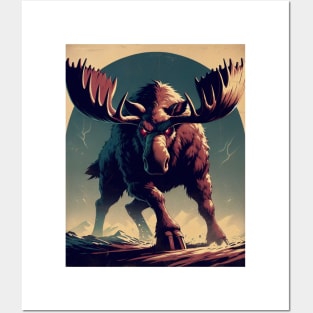 angry moose vintage poster Posters and Art